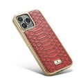 thumbnail image 5 of Luxurious Plating Case for iPhone 15 Pro Max, Snake Crocodile Texture Pattern Premium PU Leather Full Coverage Protective Basic Bumper Phone Case Cover for iPhone 15 Pro Max - Red, 5 of 6