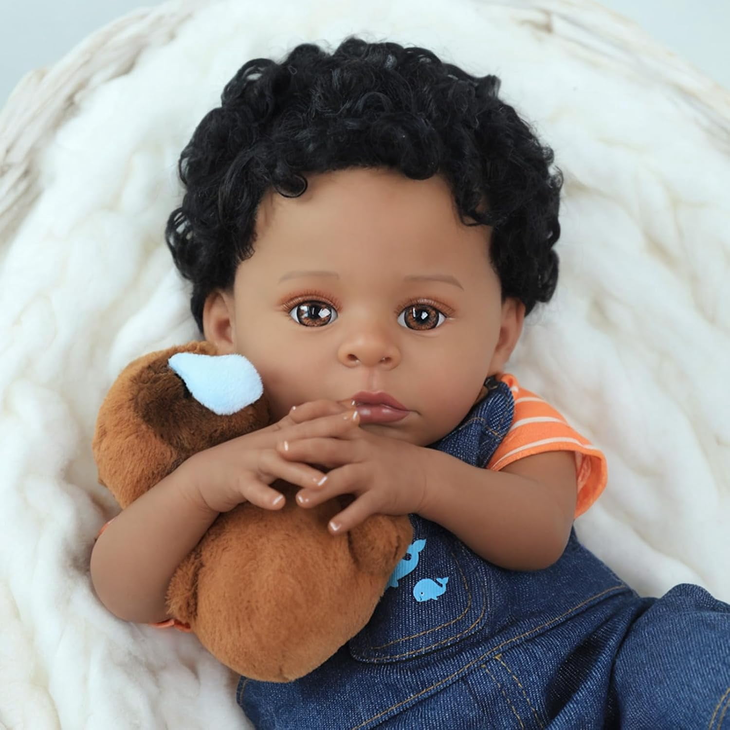 Realistic Reborn Baby Dolls Black-20 Inch African American Newborn Baby Doll, Lifelike Weighted Soft Body, Christmas Birthday Gift