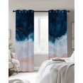 thumbnail image 4 of Navy Blue Pink Kitchen Curtains Watercolor Abstract Art Landscape Cafe Short Curtains for Bathroom Blackout Window Curtain Grommet Small Window Treatment Tier Drapes for Bedroom Living Room 42"x45"x2, 4 of 9