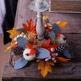 thumbnail image 6 of DefiDgd Faux Pumpkin Maple Leaf Candle Ring Wreath,Fall Decorative Floral Candle Holder Ring for Thanksgiving Halloween Dining Table Centerpiece Mantel Farmhouse Home Party Decor(E), 6 of 8