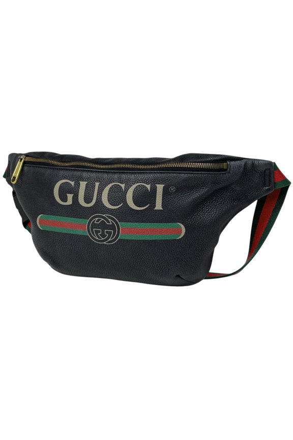 Pre-Owned Gucci logo waist bag/body bag, leather, black, 493869, women's.