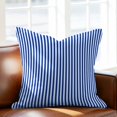 thumbnail image 3 of Pillow Covers 18x18 Inch, Navy Blue Stripe Linen Pillowcase with Invisible Zipper, Modern White Vertical Striped Geometric Decorative Throw Pillow Covers Cushion Case for Couch Sofa Bed Living Room, 3 of 9
