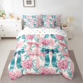 thumbnail image 2 of Vintage Bowknot Comforter Set Twin Size,Groovy Flower Floral Bed in a Bag Women,Dreamy Victorian Princess Bed Set,ish Girly Bowknot Bed Sets with Sheet Set Reversible, 2 of 5