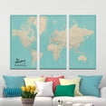 thumbnail image 4 of 3 Panel - Teal Dream World Travel Map on Canvas with pins - Large Wall Map - Push Pin Travel Map, 4 of 4