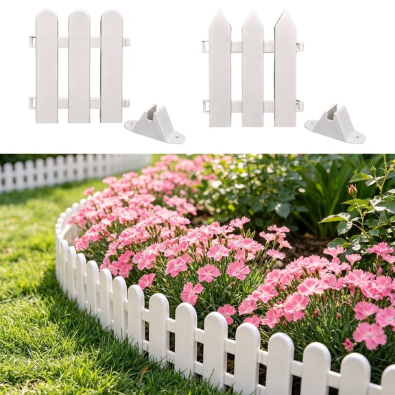 Plastic Garden Fence Decorative Border Edging, White Picket Fencing with Stakes for Lawn Flower Bed Vegetable Garden Landscapes Outdoor, Topliu