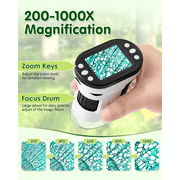 Zacro Handheld Microscope for Kids, Portable Pocket Microscope with 2” LCD Screen & Adjustable LED for Kids 8-12, White