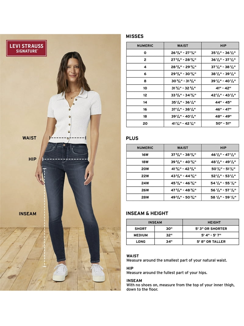 Levi Strauss Signature Women's and Women's Plus Mid Rise Skinny