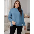 thumbnail image 5 of DARING DIVA Women's Maternity Striped Mock Neck Long Sleeve Sweater S Blue, 5 of 8