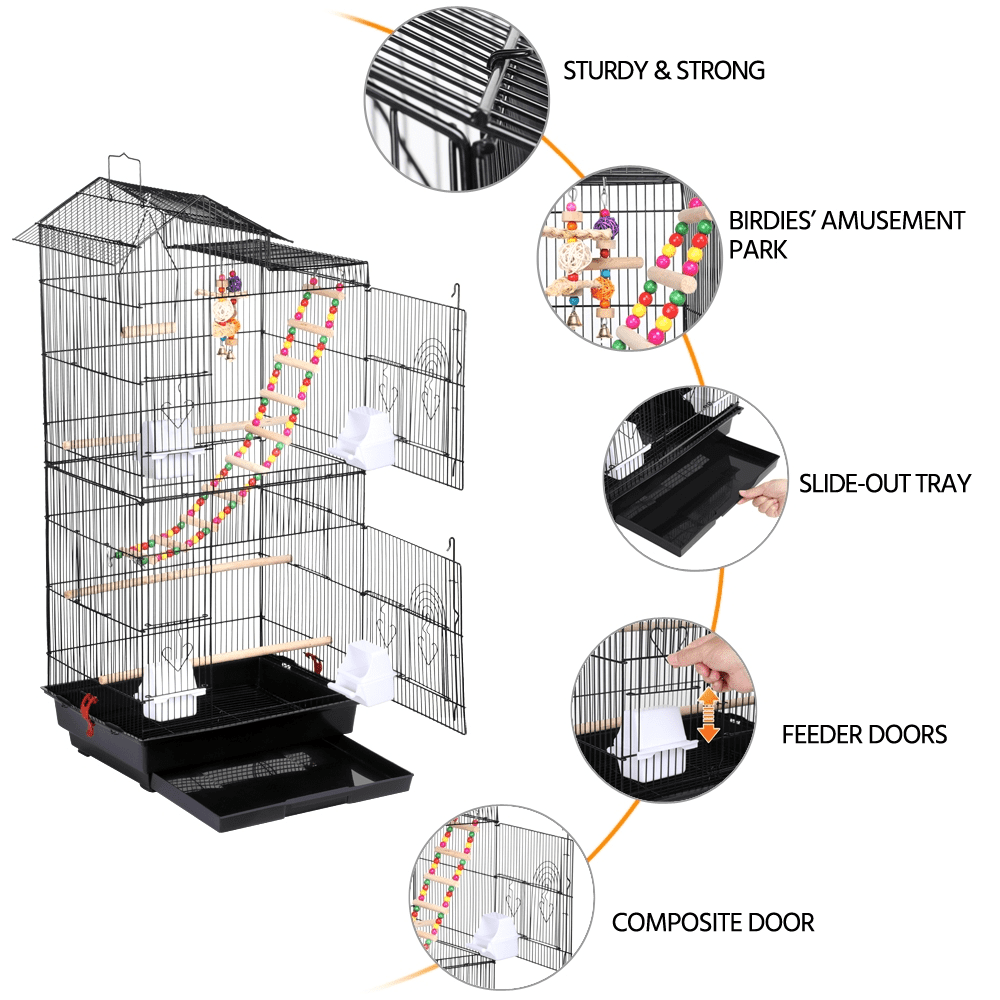 Yaheetech 39"H Parrot Cage Metal Birdcage Cockatiel Cage with Toys for Small Birds