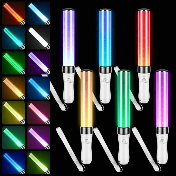 Lewtemi 6 Pcs Bâtons Lumineux Réutilisables 15 Couleurs 2 Modes d'Éclairage Multicolores LED Clignotants Lueur Vive Bâtons Lumineux pour Concert Phosphorescents Fournitures de Cadeaux de Fête