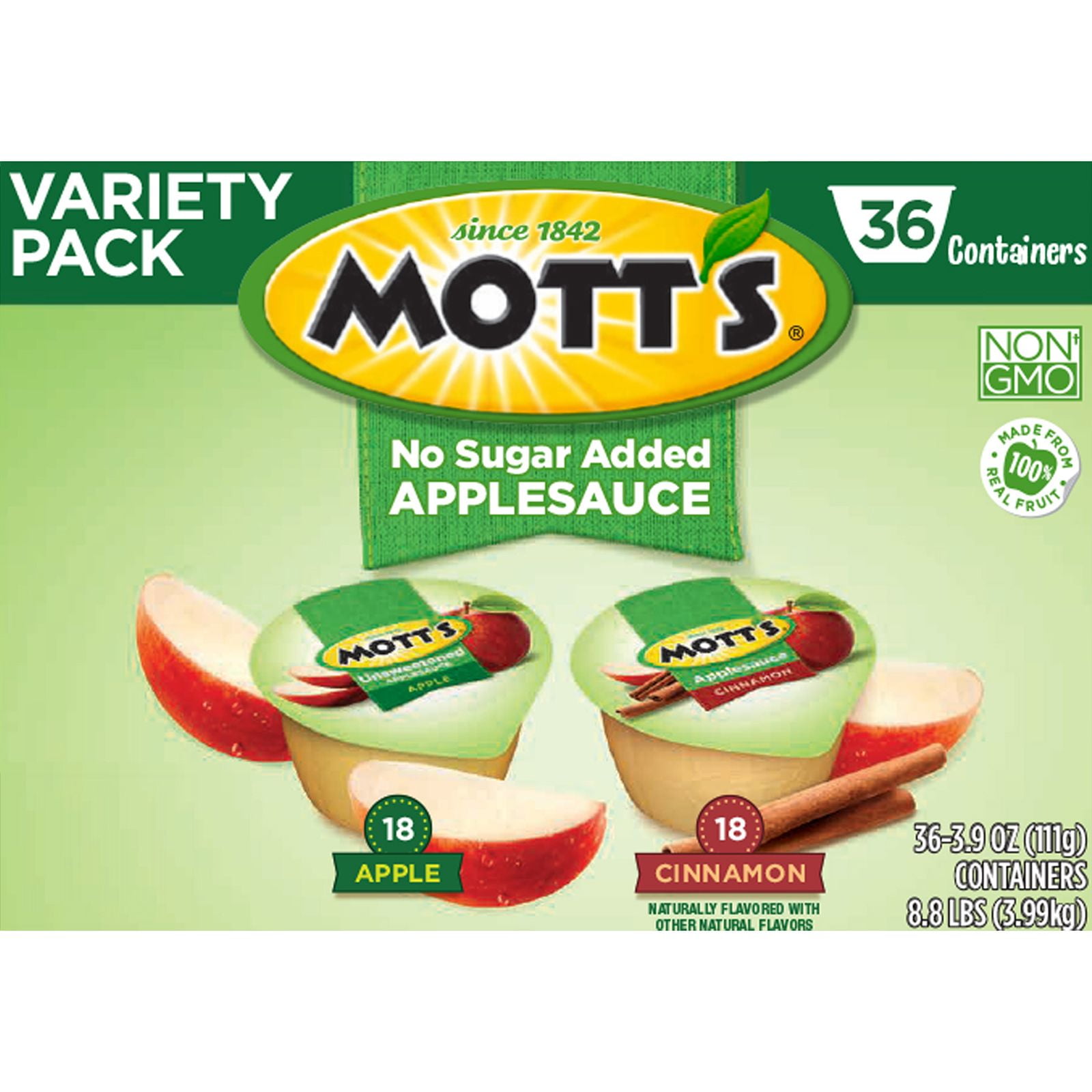 Mott's Applesauce No Sugar Added Variety Pack, Apple Flavor, New 36 Ct