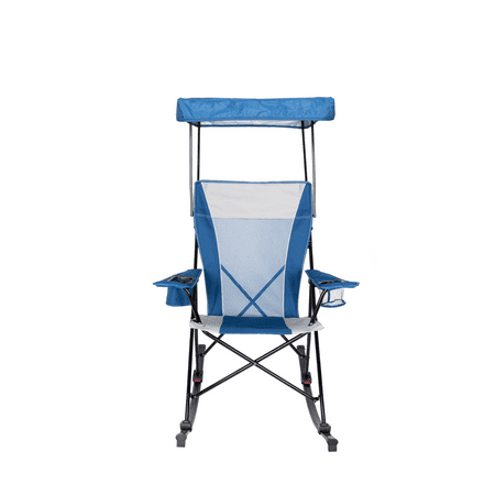 Ozark Trail Mesh Tension Rocking Camp Chair with Canopy  Blue and Grey  Detachable Rockers  Adult