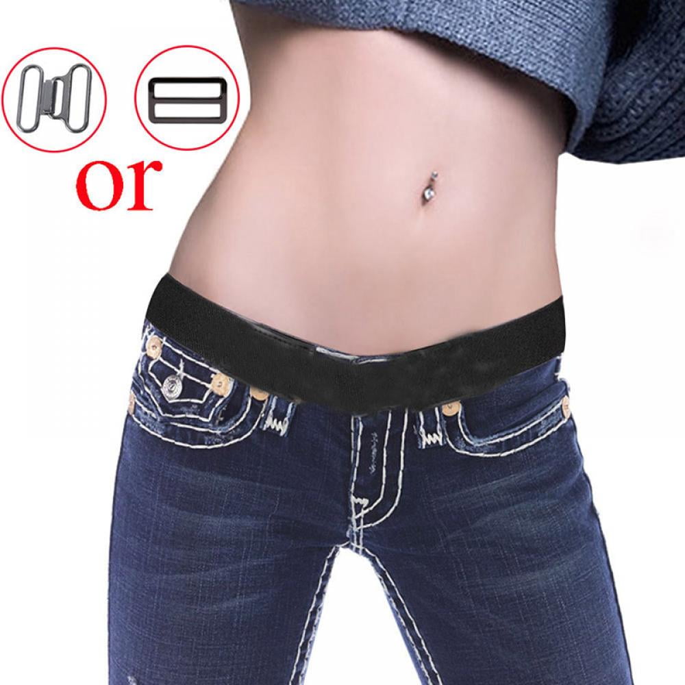 Waist Belt Simple Style Buckle-Free Elastic Invisible Leather Belts Waistband Apparel Accessories for Women Men