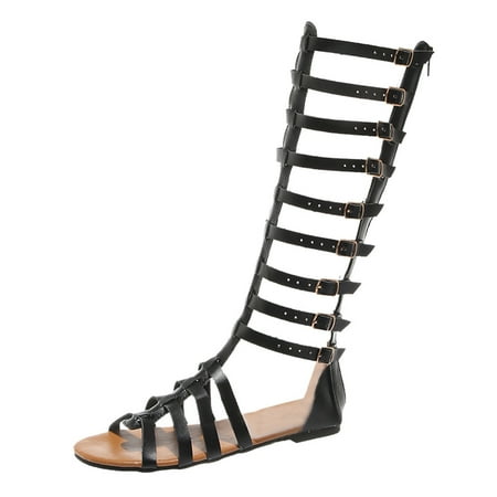 

Mzoazpie Ladies High Flats Summer Womens Beach Sandals Women Shoes Fashion Retro Jelly Sandals for Women Boots Casual Knee Sandals Womens Thong Sandals Women s Sandals