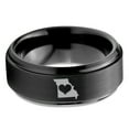 thumbnail image 2 of Tungsten Missouri Show Me State Heart Band Ring 8mm Men Women Comfort Fit Black Step Bevel Edge Brushed Polished, 2 of 4