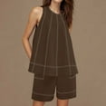 thumbnail image 6 of Feancey Womens Summer 2 Piece Outfits Short Sets Sleeveless Tank Tops Elastic Waist Shorts Lounge Set 2025 Trendy Travel Outfit with Pockets Brown M, 6 of 10