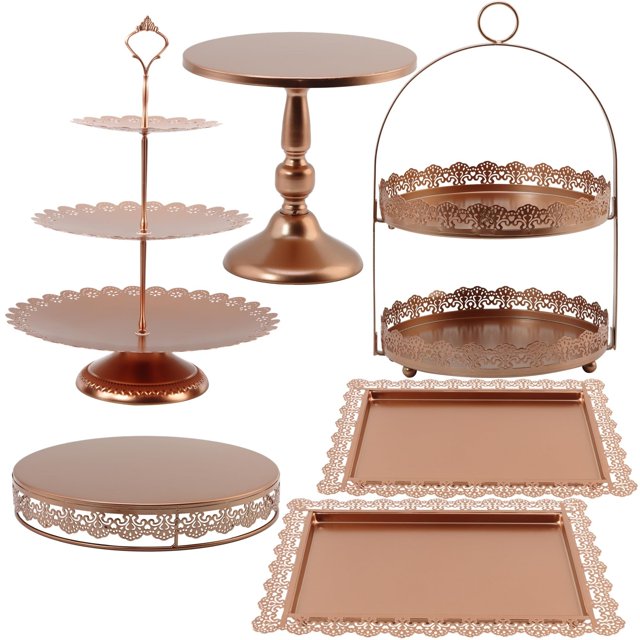 Juego de 6 soportes para tartas, pedestal para cupcakes con niveles, plato de postre, bandeja de torre para servir para bodas, cumpleaños, fiestas de baby shower