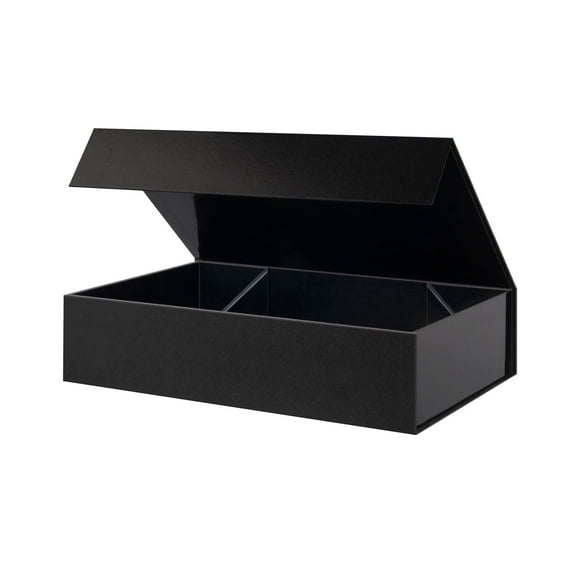 PKGSMART Extra Large Gift Boxes 17x11x4 Inches, Black Gift Boxes with Magnetic Closure Lid, Sturdy Shirt Boxes, Rectangle Collapsible Boxes for Clothes (Grass Texture)