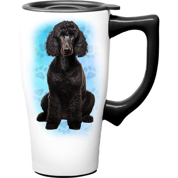 POODLE 18 OUNCE CERAMIC TRAVEL MUG