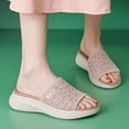 thumbnail image 6 of Leozcaa Women's Comfortable Slide Sandals Air Cushion Knit Slip On Wedge Light Walking Sandals Platform, 6 of 8