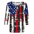 thumbnail image 4 of GERsome Womens American Flag T Shirts 4th of July Patriotic Tops Crewneck 3/4 Sleeve Graphic Shirts Loose Fit USA Veteran Summer Tees S-2XL, 4 of 4