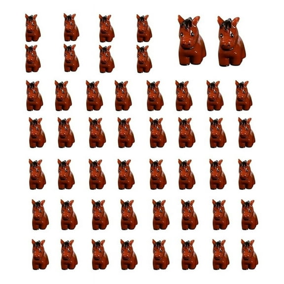 50Pcs Mini Animals Figurines Resin Tiny Animal Miniatures Wild Miniature(Horse)