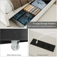 thumbnail image 6 of Garvee King Bed Frame with 4 Storage Drawers & Charging Station, Velvet Upholstered Platform Bed Frame with Storage Headboard, No Box Spring Needed, 1000lbs Support, Beige, 6 of 9