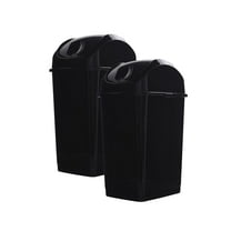 Superio Small 2.5 Gallon Plastic Trash Can with Swing Top Lid, Compact Slim Waste Bin for Under Desk, Office, Bedroom, Bathroom, Dorm Room, 10 Qt. Portable Garbage Can (Black, 2 Pack)