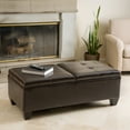 thumbnail image 1 of Olton Brown Bonded Leather Storage Ottoman, 1 of 4