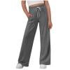 CQONEPT Girls Sweatpants Wide Leg Drawstring Baggy School Uniform Pants Athletic Running Active Joggers with Pockets Gray 9-10 Years