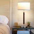 thumbnail image 3 of Brightech Carter LED Table Lamp Set - Compact Table & Desk Reading Lamp for Bedroom, Living Room, Office - Modern Nightstand & Side Lamp with Soft Ambient Light - Stainless Steel & Walnut Wood, 3 of 6