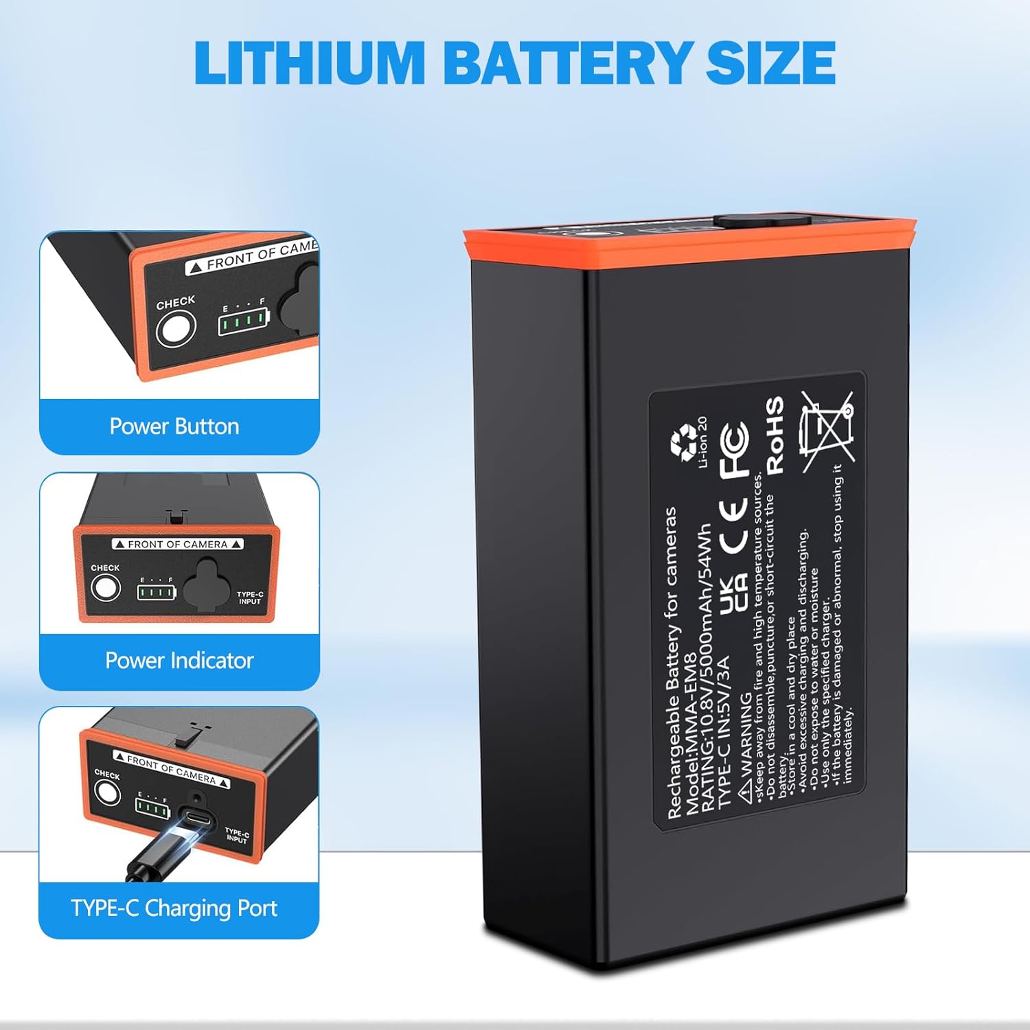 5000mAh Moultrie Power Mag Replacement Battery Compatible with Moultrie Cellular Trail Cameras Edge, Edge Pro, Edge 2, Edge 2 Pro, USB-C & Solar Panels Charging- 2 Pack
