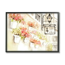Stupell Industries Impressionistic Potted Flowers Soft Parisian City Street Paintings Black Framed Art Print Wall Art, 11x14, by Lanie Loreth