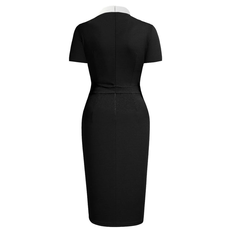 GRACEART Clergy women Church Minister Asymmetrical Dress Ruffle Midi Pencil  Dress with removable Tab Collar Women Pastor Slim - Walmart.com