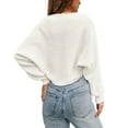 thumbnail image 4 of Long Sleeve Open Front Women's Bolero Shrug Sweater Knitted Cropped Cardigan Y2K Tops, 4 of 4
