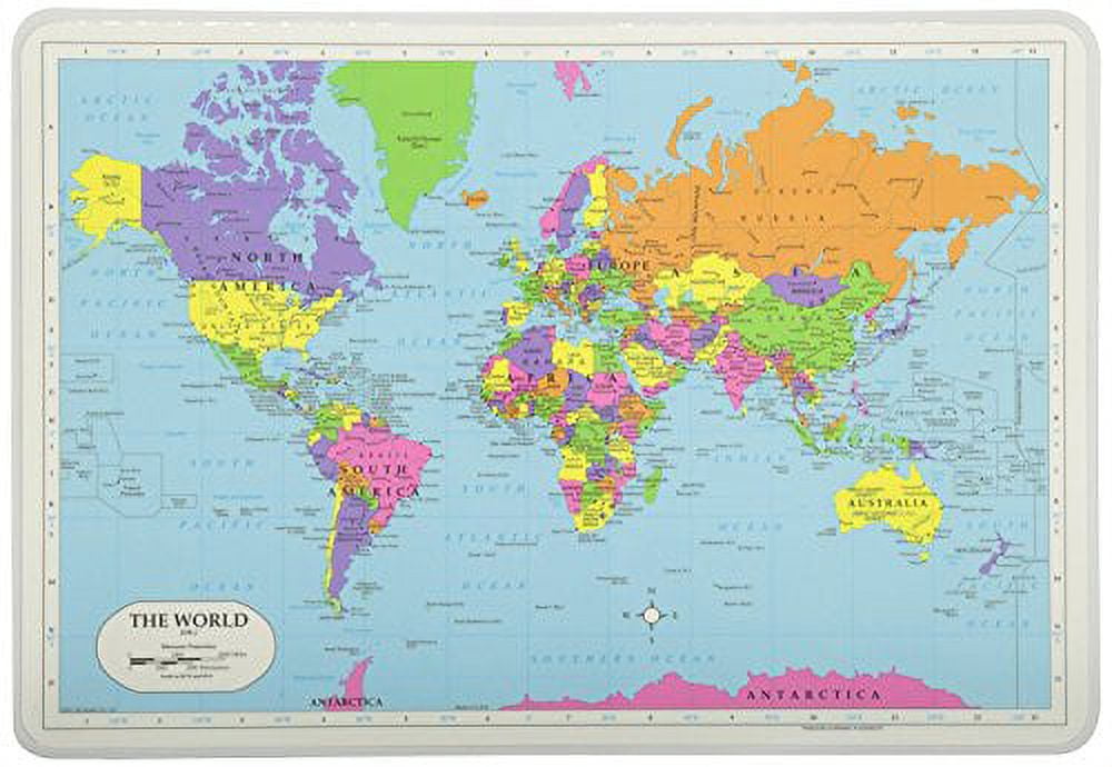 Painless Learning Educational Placemats Sets USA Map and World Map Non Slip Washable