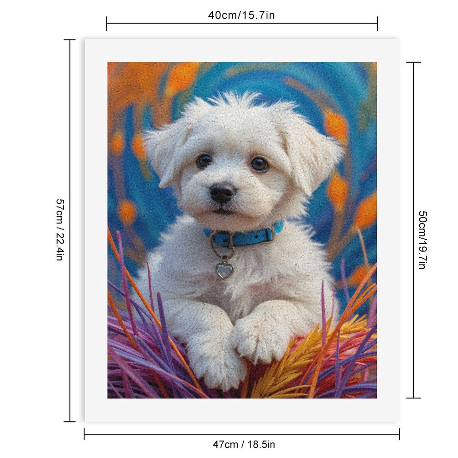 Paint By Numbers Kit for Adults Beginner - DIY White Puppy Vibrant Background Canvas Painting Kits for Adults, Frameless Paint By Number for Adults for Home Wall Decor 16x20 Inch