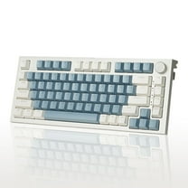RECCAZR KW75S Wireless Mechanical Keyboard, GASKET Hot-swappable Gaming Keyboard, Bluetooth/2.4GHz/USB-C, 81Keys, RGB Backlit (White Blue, Gateron G-pro Yellow Switch)