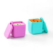 Omie Dip for OmieBox (2 pack) Leakproof Dips Containers To Go, Salad Dressing Container, Condiment Container with Lids - Food Safe Silicone - 4 ounces (Pink/Teal) by OmieLife