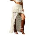 thumbnail image 2 of Lace Maxi Skirts for Women Y2k Western High Low Tiered Ruffle Skirt Renaissance Boho Fairy Skirt, 2 of 6