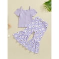 thumbnail image 4 of Nygoyerh Toddler Girls Casual Long Pants Sets 12M-5T Little Girls Short Sleeve Spaghetti Straps T-shirt with Flower Print Flare Pants 2Pcs Kids Cute Summer Outfits, 4 of 9