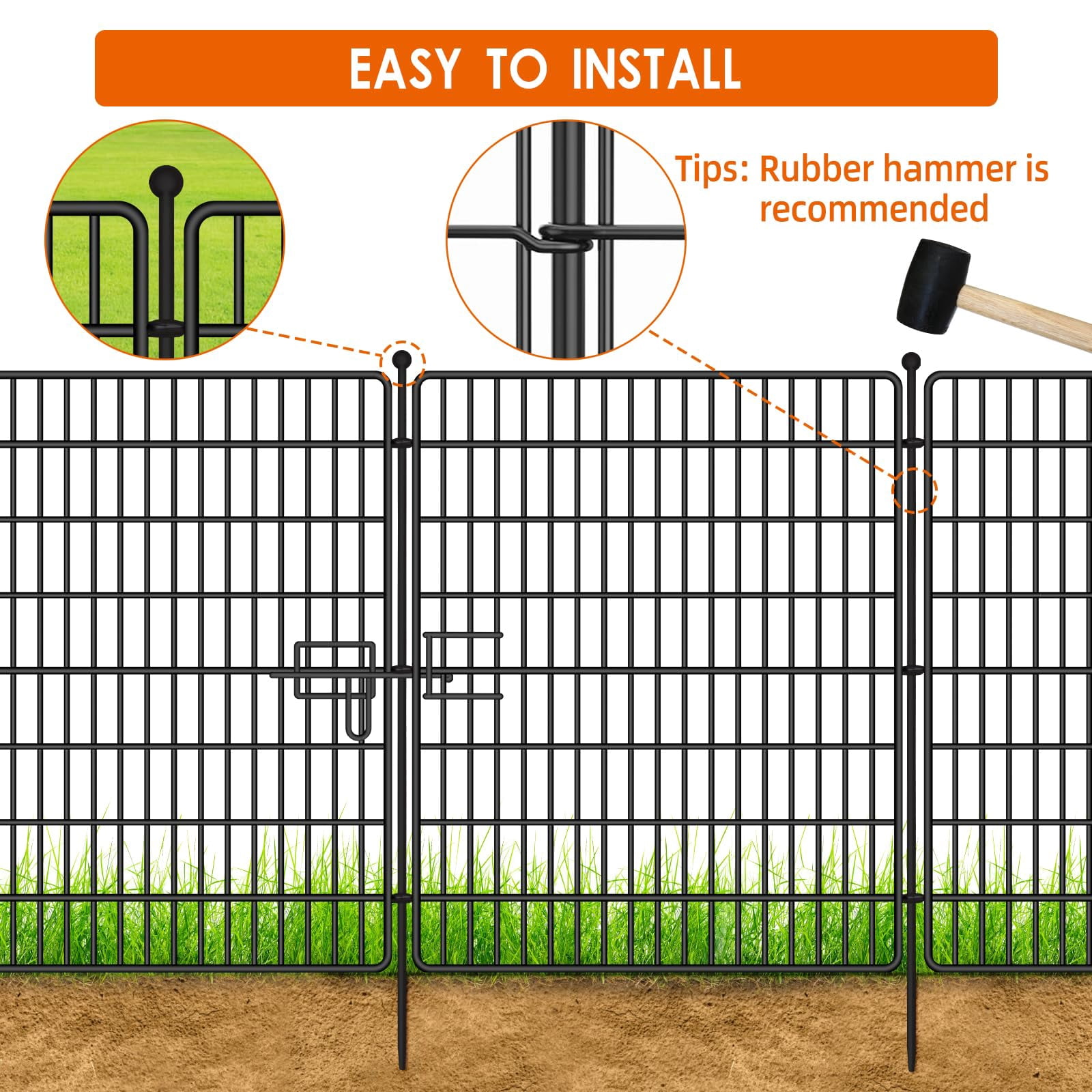 Decorative Garden Fence, No Dig Decorative Fence for Outdoor,Yard, Patio,32 in(H)  Animal Barrier Rustproof Metal Wire Panel,Temporary Dog Fence
