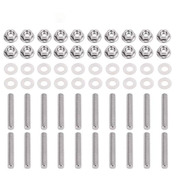 GFDYREE Kit de Joints d'Écrou de Boulon de Collecteur d'Échappement et d'Admission en Acier Inoxydable Prolongé M8 1.25MM*50MM Compatible avec Honda Acura B D H F B18 GSR 20 Pcs
