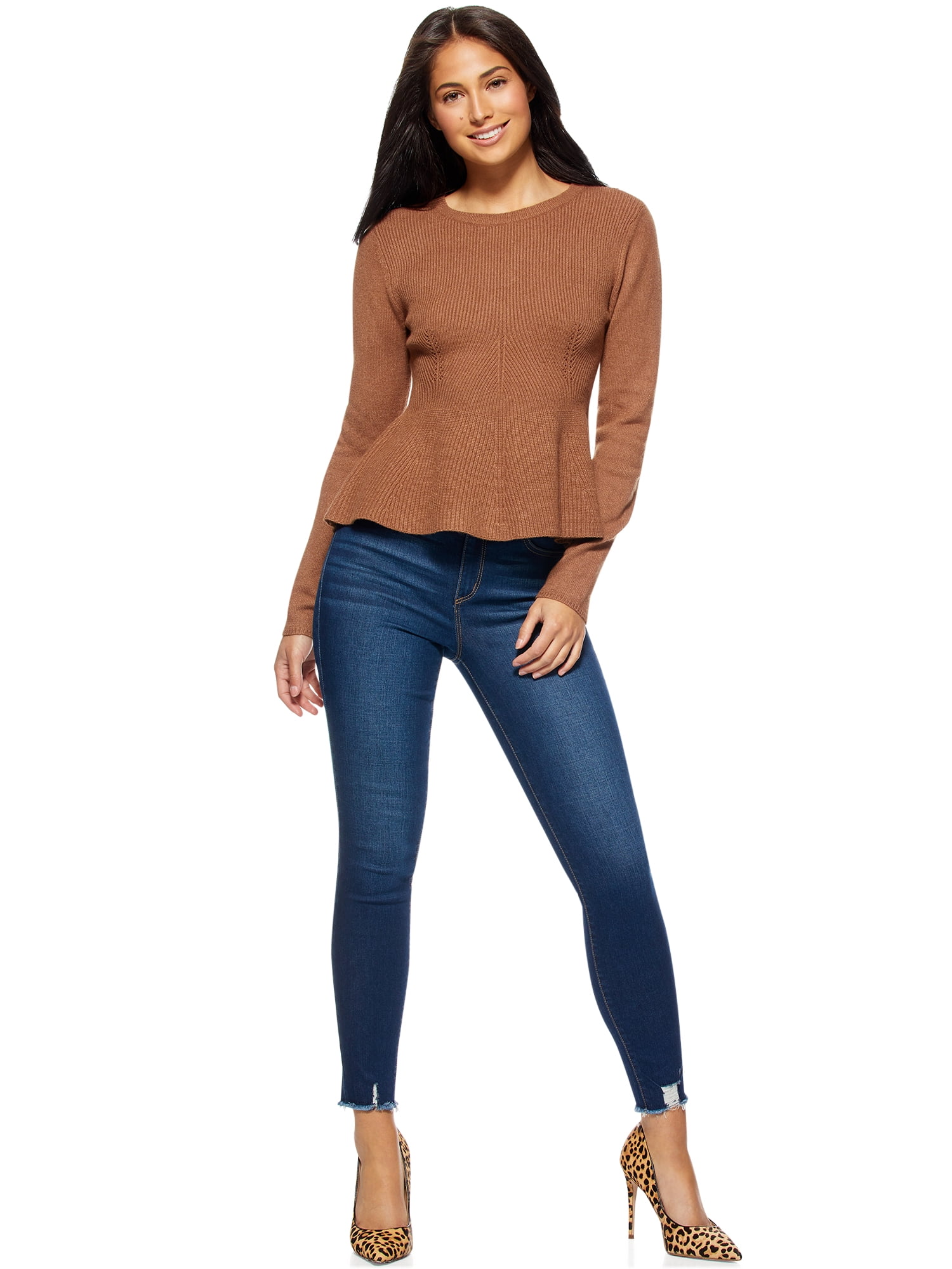 Sofia Jeans by Sofia Vergara Women's Crewneck Peplum Sweater Sofia Jeans by Sofia Vergara Women's Crewneck Peplum Sweater