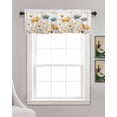 thumbnail image 3 of Yellow Blue Spring Floral Linen Curtain Valance for Bedroom/Bathroom/Kitchen/Office/Living/Dining Room Window,Watercolor Summer Botanical Rod Pocket Topper Decorative Cafe Drapes Panel 60"x18", 3 of 6