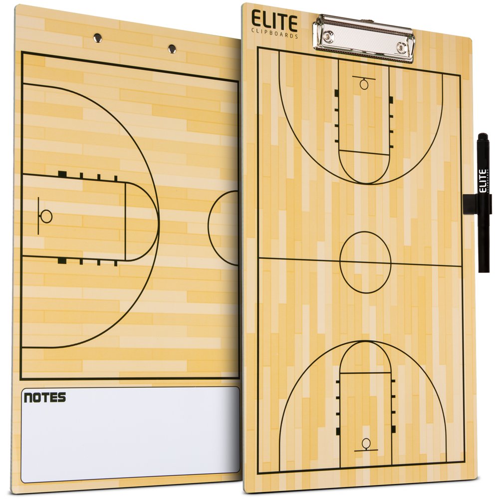 Elite Clipboards Dry Erase Basketball Coaches Clipboard DoubleSided