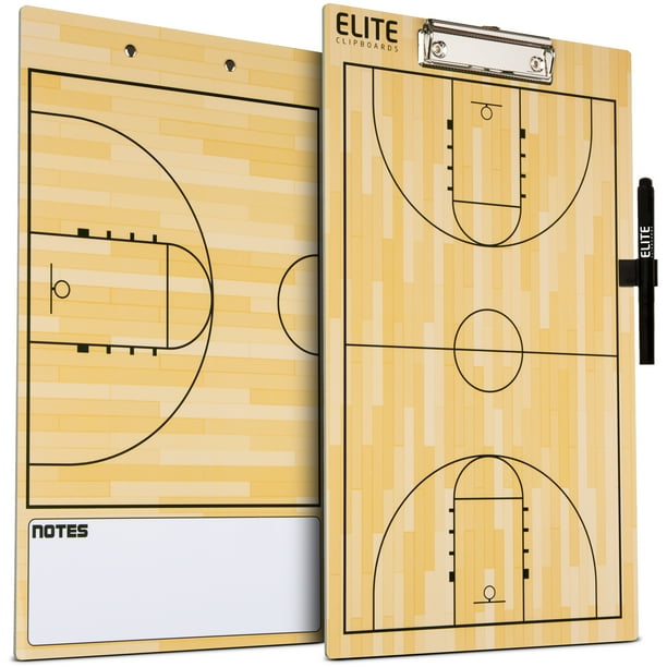 Elite Clipboards Dry Erase Basketball Coaches Clipboard DoubleSided