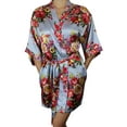 thumbnail image 1 of Women's Floral Satin Kimono Short Bridesmaid Robe With Pockets - Silky Touch, 1 of 2