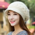 thumbnail image 2 of Gorro de lana tejido cálido para otoño e invierno para mediana edad y personas mayores, boina femenina de moda con forro polar de estilo coreano que combina con todo, 2 of 6