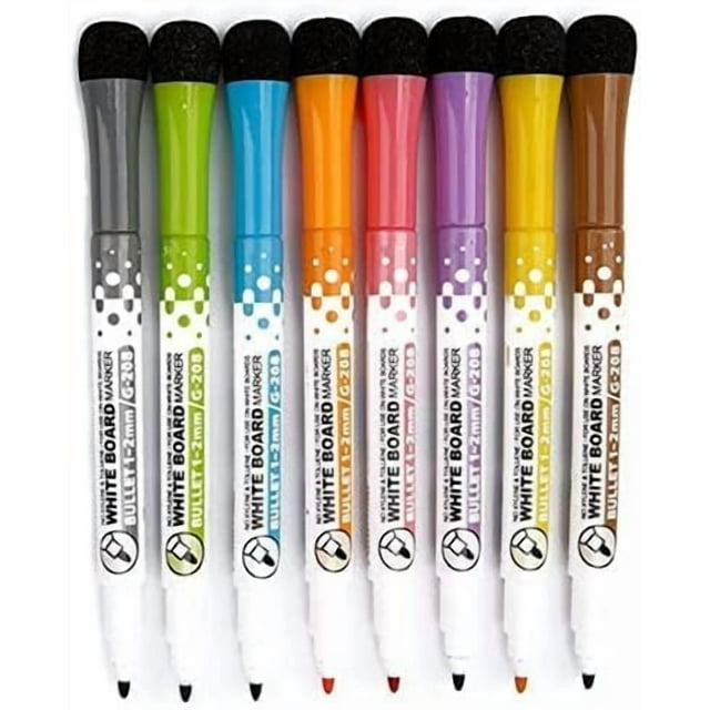Magnetic Dry-Erase Markers W/Eraser Cap (8 Pack), Fine Tip & Low-Odor Markers for Whiteboards, Glass & More, Teacher-Approved Markers for Home, Office, and Classroom by